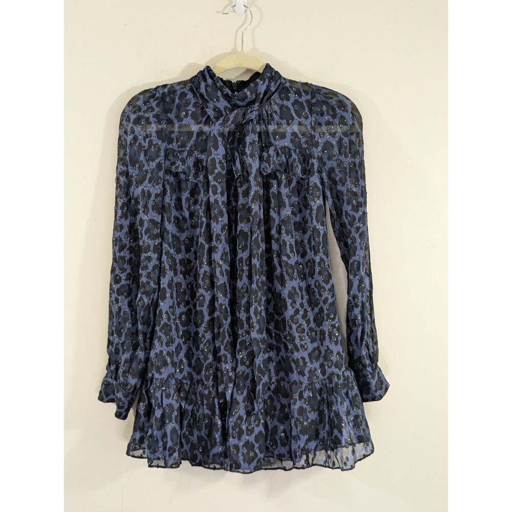 Kate Spade Leopard Print Clip Dot Mini Dress Sz 2XS Whimsygoth Moody Romantic - Picture 4 of 10